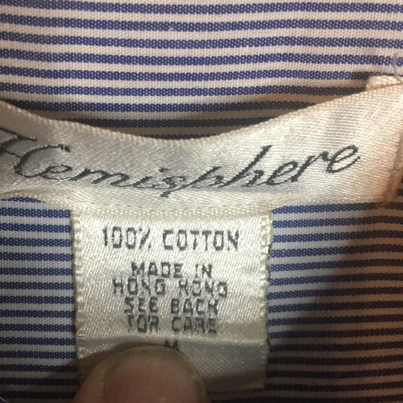 HEMISPHERE DRESS SHIRT LONG SLEEVE 100% COTTON SIZE M - Picture 3 of 4